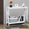 2-Tier Console Table X-design Wooden Hall Desk Side End Table W/ Shelf