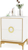 White Bedside Table Wooden Cabinet 1 Storage Drawer Gold Metal Handle Legs
