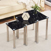 3x Black Marble Tempered Glass Side End Table Nested Table Stainless Steel Tubes