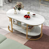 Modern Faux Marble Coffee Table 2-Tier Rectangular Chic Cocktail Accent Table