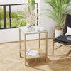 Marble Coffee Table Gold Nightstand Shelf Lamp Photo Vase Books Side Table Desk