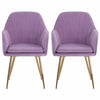 2Pcs Velvet Fabric Dining Chairs Metal Legs Soft Kitchen Chairs Accent Tub Chair