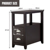 2 Drawers Narrow Side End Table Corner Storage Nightstand Compact Display Shelf