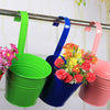 5X Metal Iron Flower Pots Balcony Garden Wall Fence Hanging Plant Planter Bucket