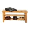 90cm Strip Pattern 3 Tiers Bamboo Stool Shoe Rack Storage Bench