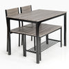 4PCS Dining Table & Chair Set Kitchen Furniture W/ Storage Bench Space-Saving