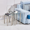 Square Nest of 3 Tables Glass Nested Side End Tables Set Black Clear Modern Home