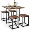 5-Piece Dining Table & Chair Set Bar Pub Table and Four Stool Set w/ MDF Table
