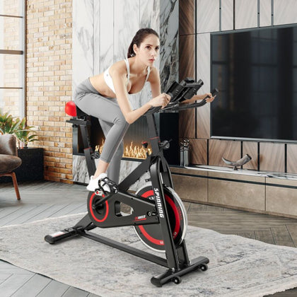 Exercise Bike Indoor Stationary Cycling Bike with LCD Monitor and Cup Holder