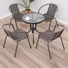 3/5 Piece Round Coffee Table & Rattan Chairs Metal Bistro Balcony Garden Outdoor