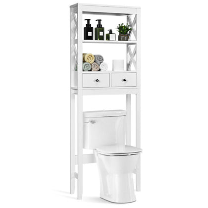 Over The Toilet Bathroom Storage Shelf Space-Saving Organizer with 2 Drawers