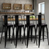 Pack Of 4 Glossy Black High Breakfast Bar Stools Kitchen Counter Metal Pub Chair
