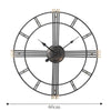 Large 60cm Wall Clock Metal Round Living Room Office Open Face Skeleton Clock