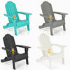 Folding Garden Adirondack Chair Ergonomic Outdoor Patio Sun Lounger W/Cup Holder