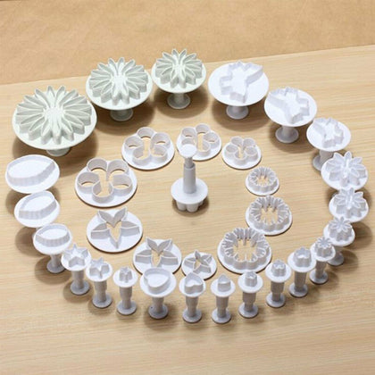 11 SET 47 PC CAKE DECORATING SUGARCRAFT FONDANT ICING PLUNGER CUTTER TOOL KIT