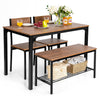 4PCS Dining Table & Chair Set Kitchen Furniture W/ Storage Bench Space-Saving