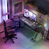 L-Shape Corner Gaming Desk Computer PC Workstation Writing Table with LED Lights