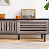 Retro 120cm TV Unit Cabinet Media Stand Sideboard Charcoal Grey Sliding Doors UK