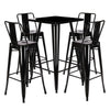 Rustic Metal High Bar Table Set Kitchen Pub Table & 2/4 Stools Dining Breakfast