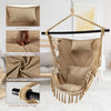 Hammock Macrame Swing Chair Home Garden Hanging Rope Seat with Pillow & Cushions