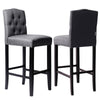 2x Grey Linen Breakfast Bar Stool Kitchen Padded Seat Barstool Button High Back