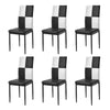 2Pcs Black&White Faux Leather Dining Chairs Dinning Room Metal Leg Padded Seat