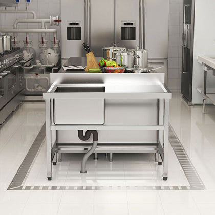 Commercial Freestanding Hand Wash Sink Stainless Steel Kitchen Basin Catering