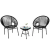 3PCS Patio Furniture Set Outdoor PE Rattan Woven Patio Chairs Set W/ Glass Table