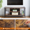 Brown Wooden TV Cabinet Metal Leg with Compartment Shelf Unit Industrial Style