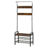 Industrial Coat Rack Stand with 8 Hooks Hangers Storage Cabinet Brown
