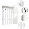Wall Mounted Coat Rack w/ Mirror Hook Rack Shelf 5 Hooks Hallway Entryway White