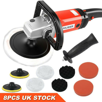7 Inch 1600W Electric 6 Variable Speed Car Polisher Buffer Waxer Sander UK STOCK