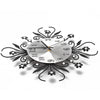 3D Wall Clock Luxury Metal Diamonds Flower Silent Art Office House Decorate