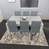Grey Dining Table and 6 chairs wood stone grey effect kitchen dining set for 6