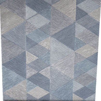 Arthouse Geometric Luxe Denim Blue Grey Heavy Vinyl Wallpaper Paste the Wall