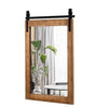 30''x22'' Wall Mount Mirror Decor Vanity Mirror Wood Frame Barn Door Style Brown
