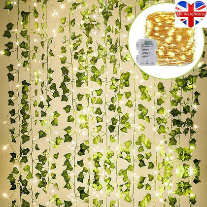 2M/10M LED Leaves Ivy Leaf Garland Fairy String Lights Party Garden Decor Lamp