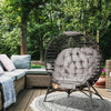 Egg Chair w/ Cushion Steel Frame and Side Pocket for Indoor Outdoor