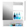 White Bathroom Mirror Cabinet Wall Mounted Storage LED Unit Corner Wooden Shelf