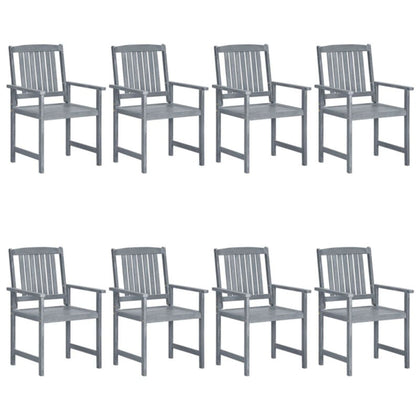 Garden Chairs 8 pcs Solid Acacia Wood Grey C5M1