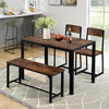 Industrial Space Saving Dining Table and 2 Chiars Bench Set Kitchen Dining Set