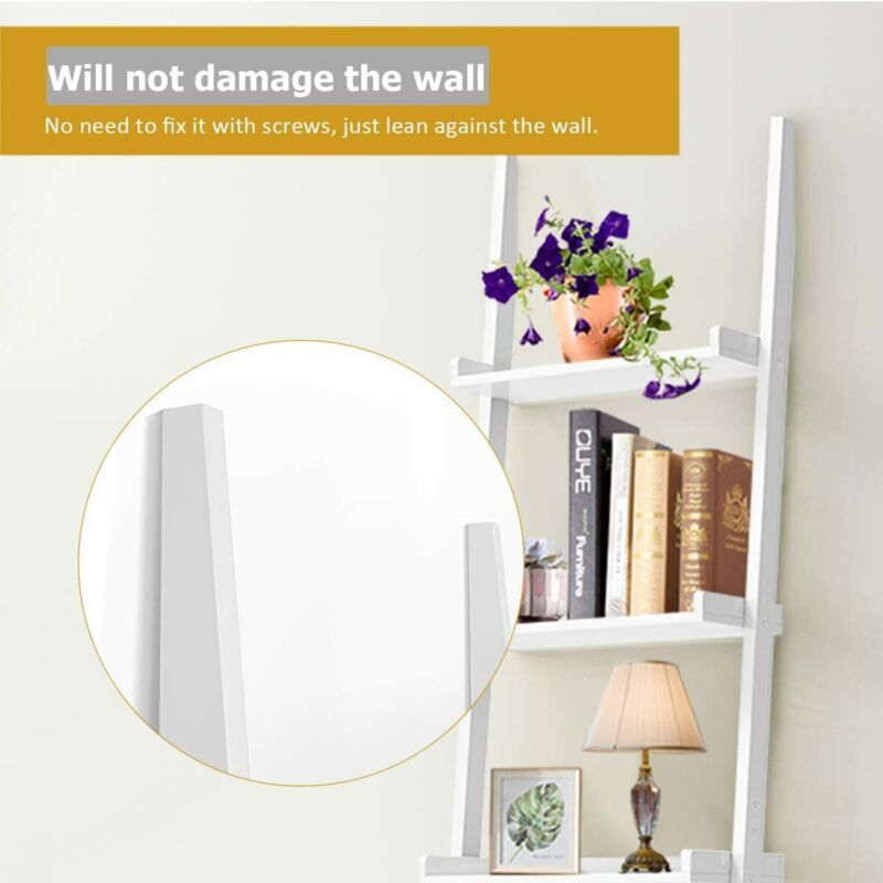 Mdf Ladder Rack Display 5 Tier Wooden Wall Rack Leaning Ladder Shelf Unit Bookcase Display MDF ...