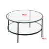 2 Tier Coffee Table Round Glass Living Room Centre Table With Black Metal Legs