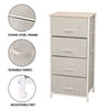 Fabric Cabinets Storage Unit Chest of 4 Drawers Bedside Table Organiser Beige