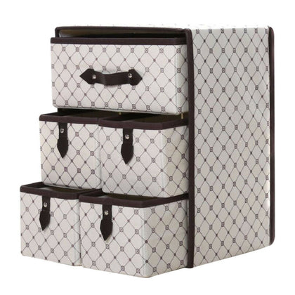 5 Drawers Foldable Storage Boxes with Slid Handle Collapsible Clothes Organiser
