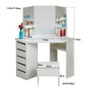 Wood Corner Dressing Table Makeup Desk Bedroom Furniture Gift White 5 Drawer