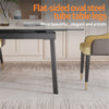Extendable Dining Table with Marble Top Black Metal Frame Kitchen Home Furniture