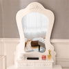 Modern Mirror 3 Drawer Dressing Table Makeup Desk Stool Vanity Set For Bedroom