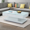 White High Gloss Coffee Table Rectangle Glass Living Room Table Furniture Modern