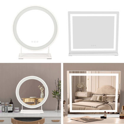 Hollywood Cosmetic Mirror LED Light MakeUp Vanity Shaving Bath Round/Rectangular